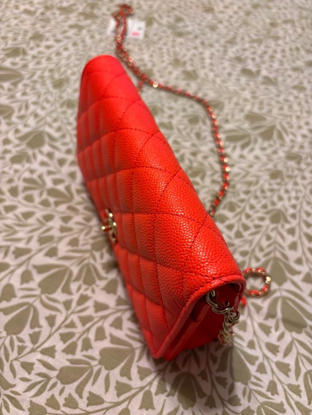 CHANEL Red Quilted Leather Crossbody with Gold Hardware